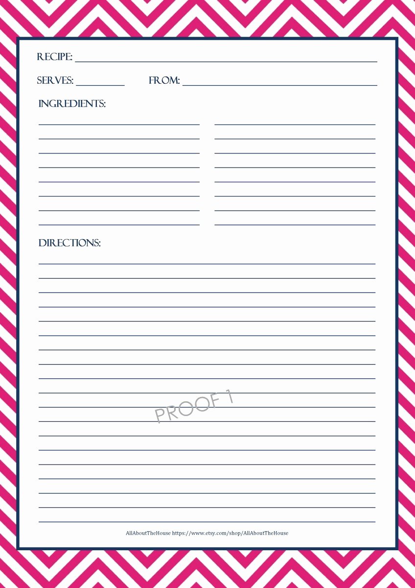Recipe Card Template for Pages New Chevron Recipe Sheet Editable