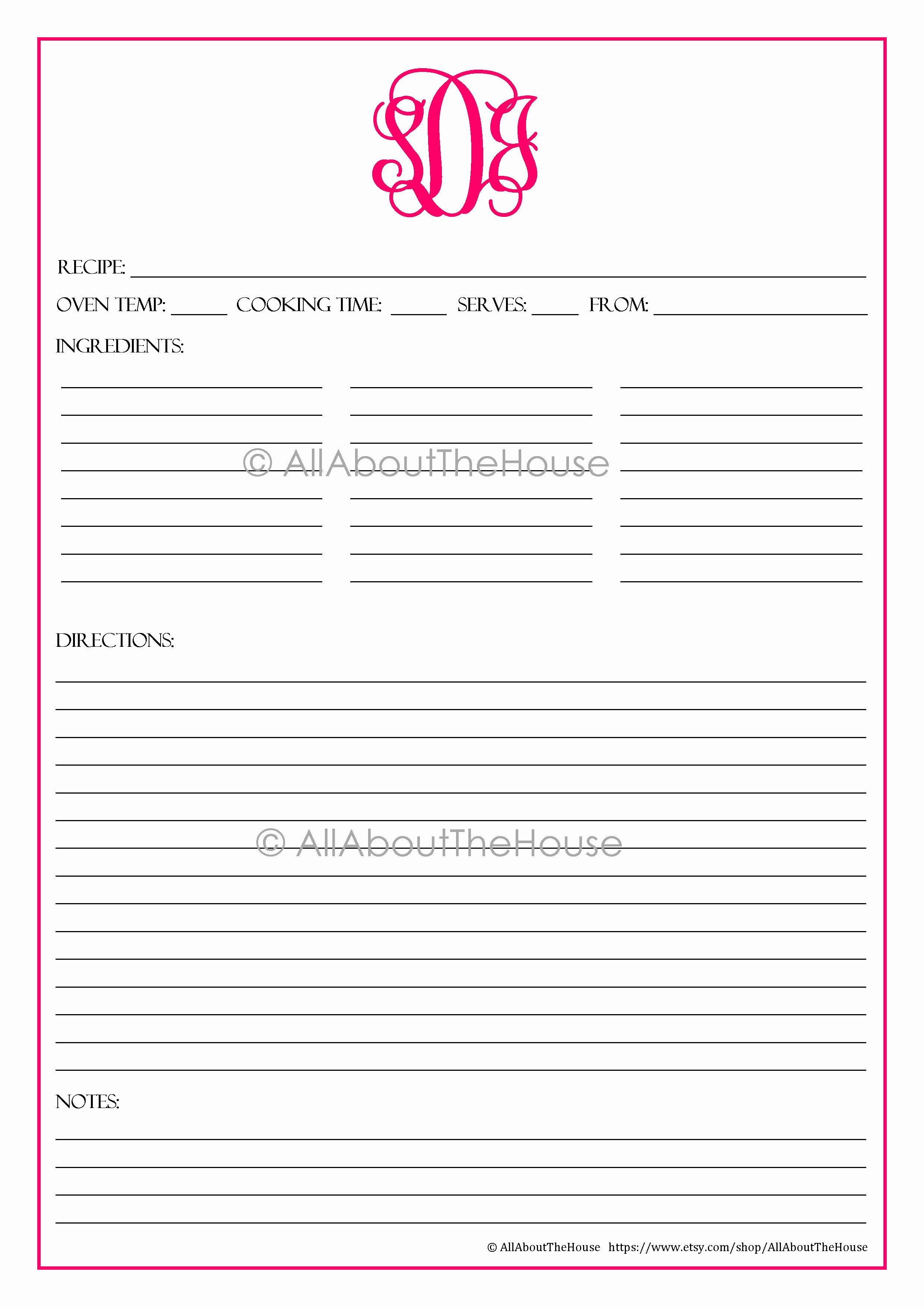 Recipe Card Template for Pages New Make Your Own Personalised Printable Recipe Binder