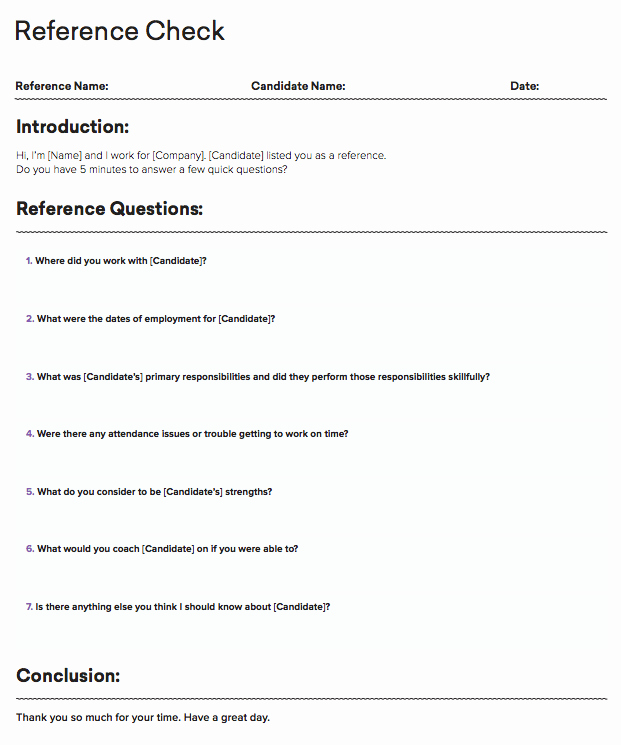 Reference Check Email Template Beautiful Reference Check form