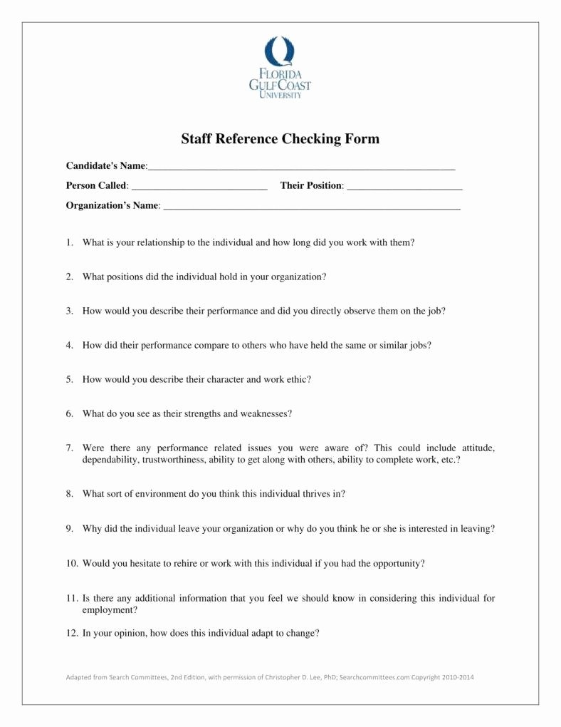 Reference Check form Template Elegant 12 Reference Checking forms &amp; Templates Pdf Doc