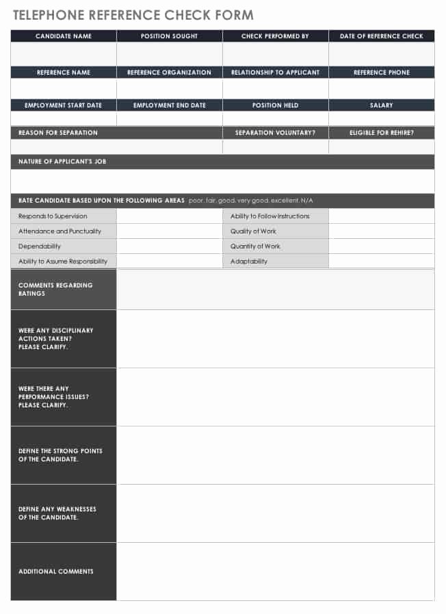 Reference Check form Template Fresh Free Reference Check forms