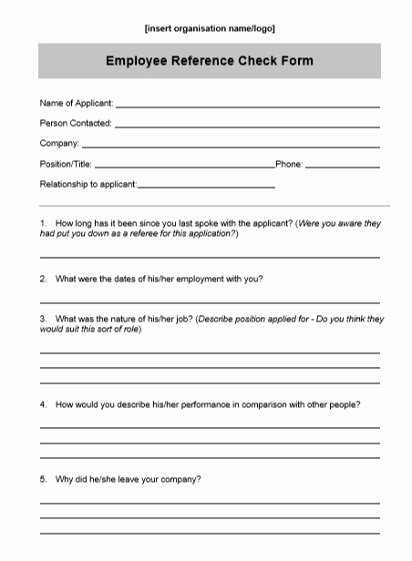 Reference Check form Template New 4 Reference Check Templates