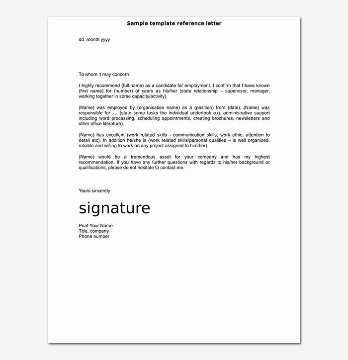 Reference Letter Templates Word Unique Reference Letter Template 50 for Word &amp; Pdf format