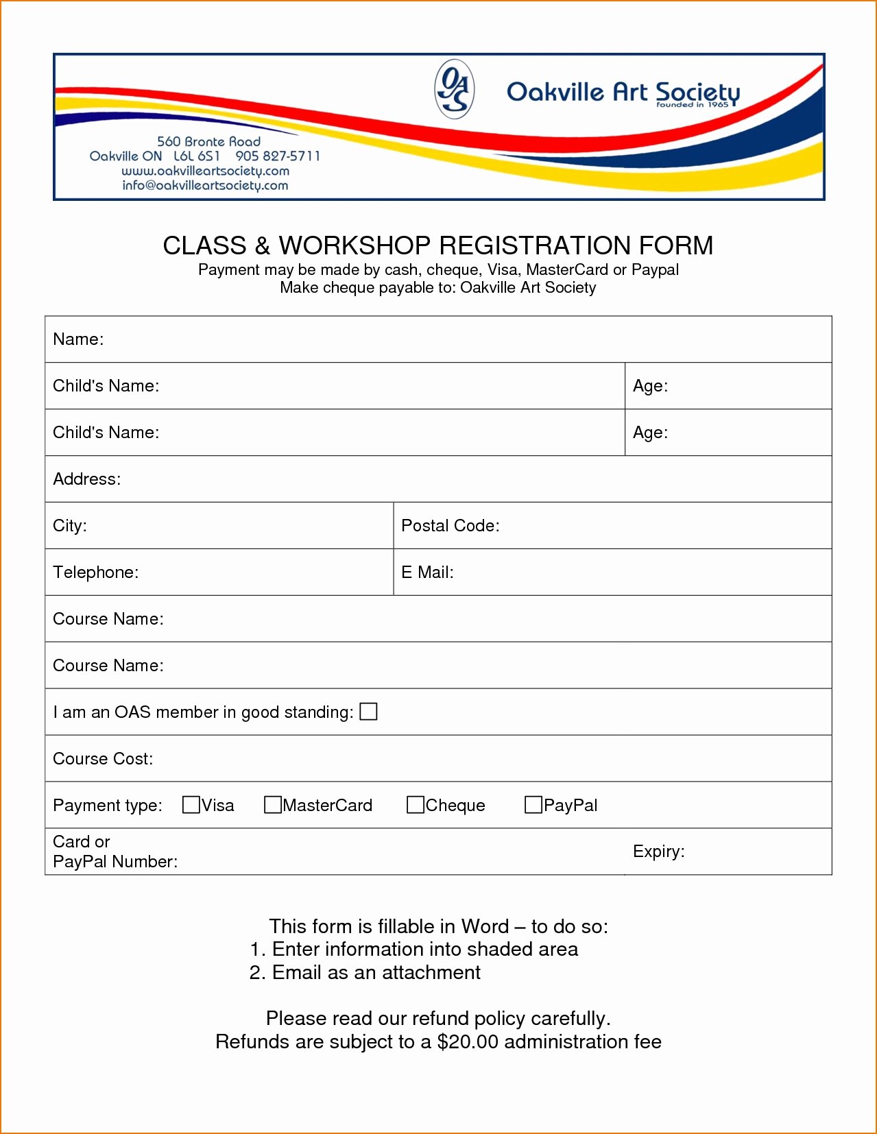 Registration forms Template Word Luxury Membership form Template Word