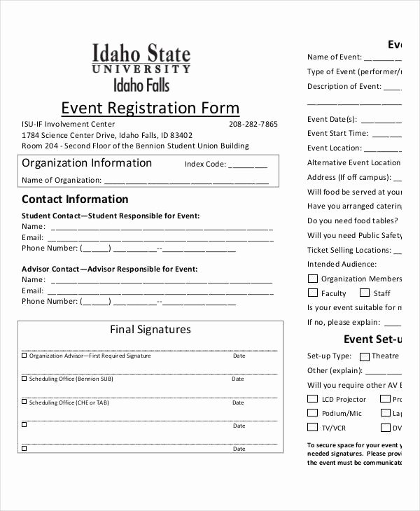 Registration forms Template Word New event Registration form Template