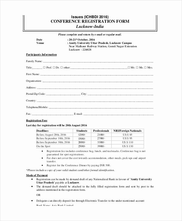 Registration forms Template Word New Printable Registration form Template