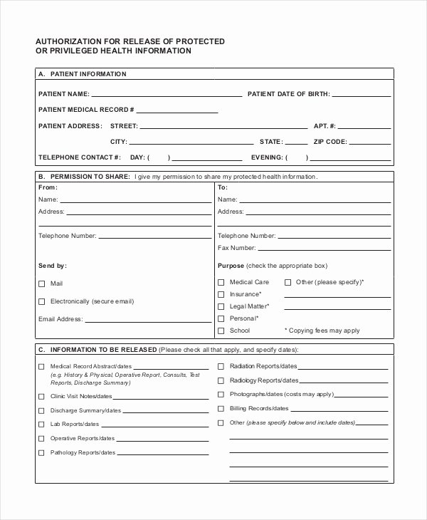Release Of Information form Template Best Of Free 11 Sample General Release forms In Pdf