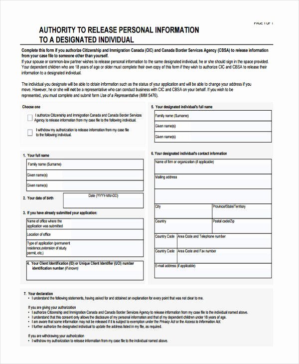 Release Of Information form Template Fresh Free 16 General Release Of Information form Templates