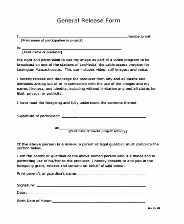 Release Of Information Template Beautiful General Release Information form Template Release