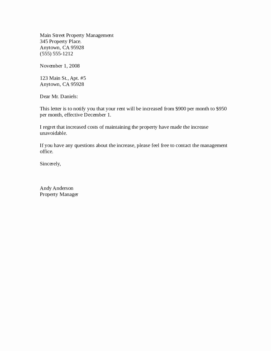 Rent Increase Letter Template Luxury 2019 Rent Increase Letter Fillable Printable Pdf