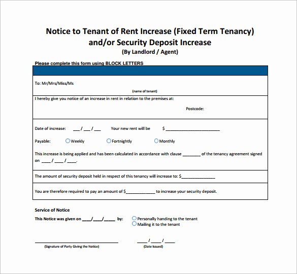Rent Increase Letter Template Unique Sample Rent Increase Notice 10 Free Documents In Pdf Word
