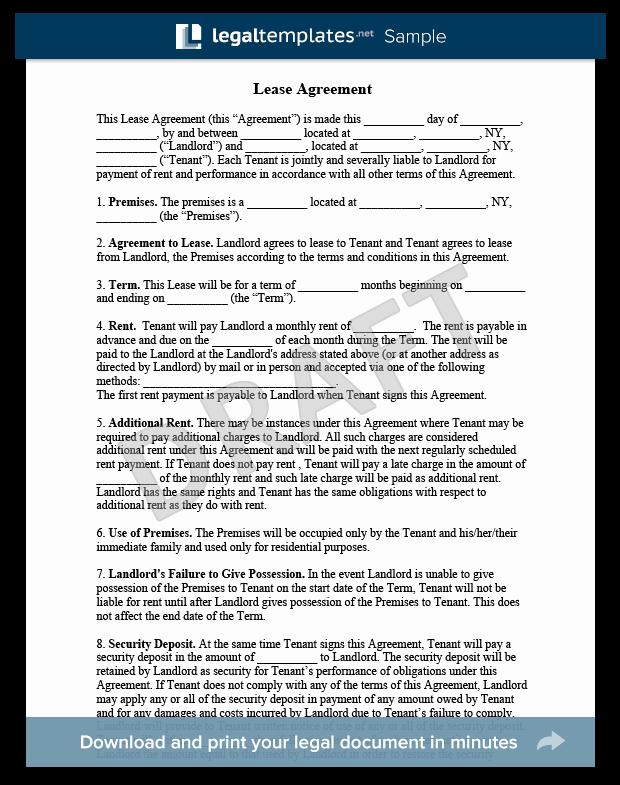 Rent to Own Contract Template Awesome Residential Lease Agreement form