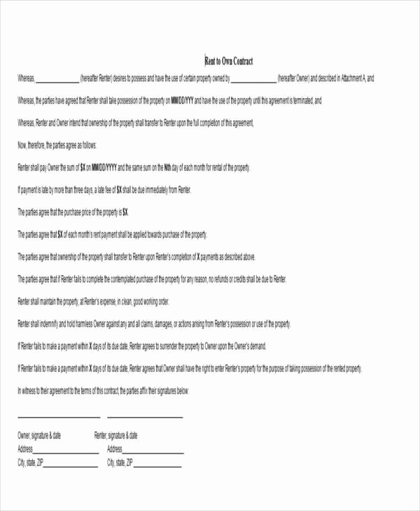 Rent to Own Contract Template Beautiful 5 Rent to Own House Contract Samples &amp; Templates Pdf