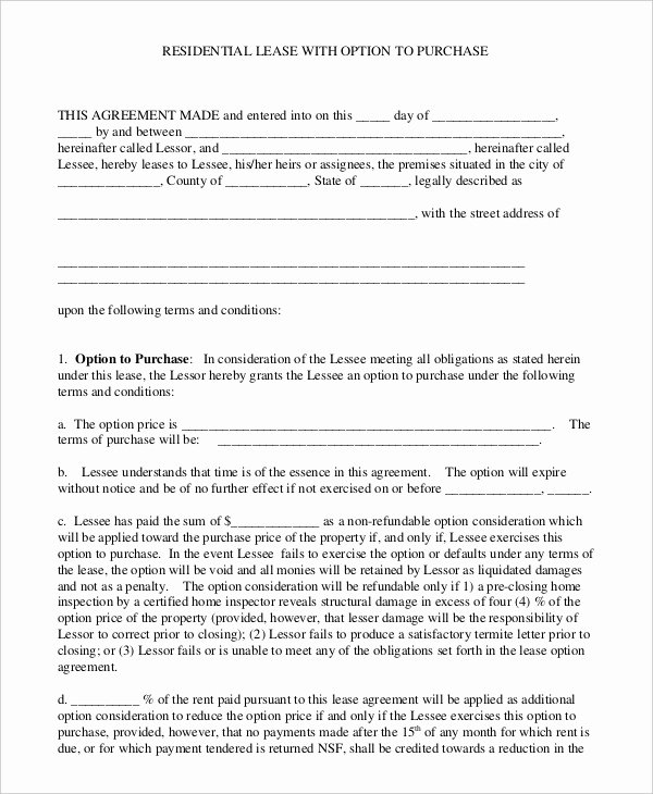 Rent to Own Contract Templates Awesome 9 Lease Purchase Agreement Word Pdf Google Docs
