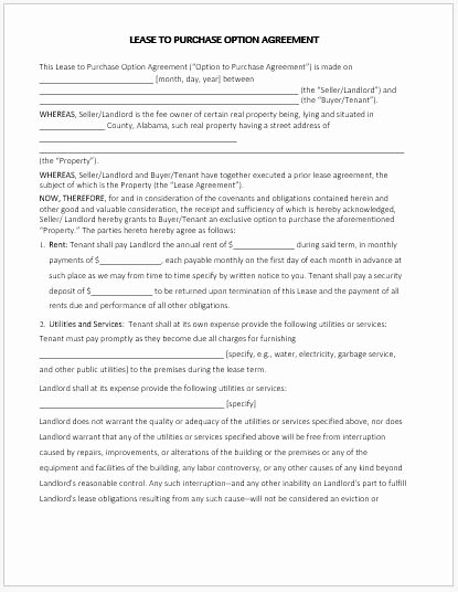 Rent to Own Contract Templates Unique Rent to Own Contract Template for Ms Word