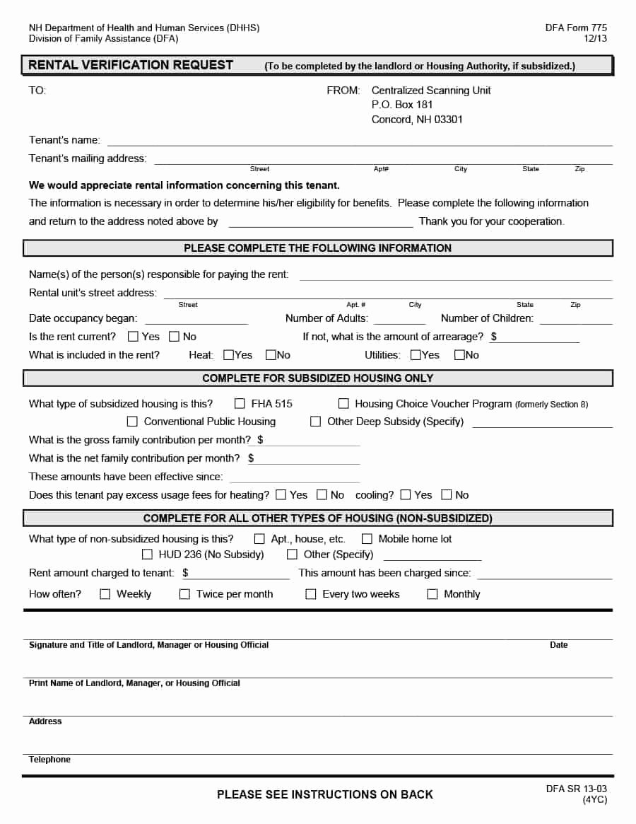 Rental Verification form Template Awesome 29 Rental Verification forms for Landlord or Tenant