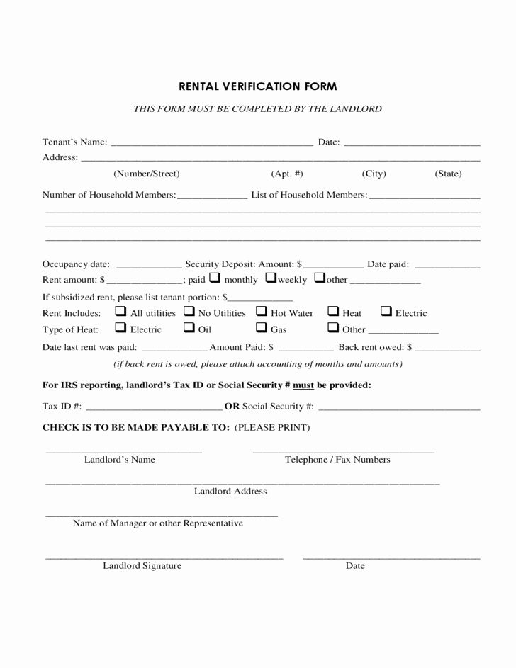 Rental Verification form Template Elegant Rental Verification forms Find Word Templates