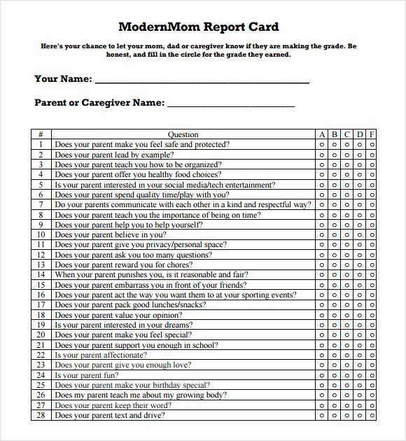 Report Card Template Excel Awesome Report Card Template 33 Free Word Excel Documents