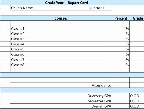 report card template excel report card template pdf