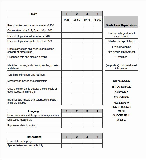 Report Card Template Excel Luxury Report Card Template 28 Free Word Excel Pdf Documents