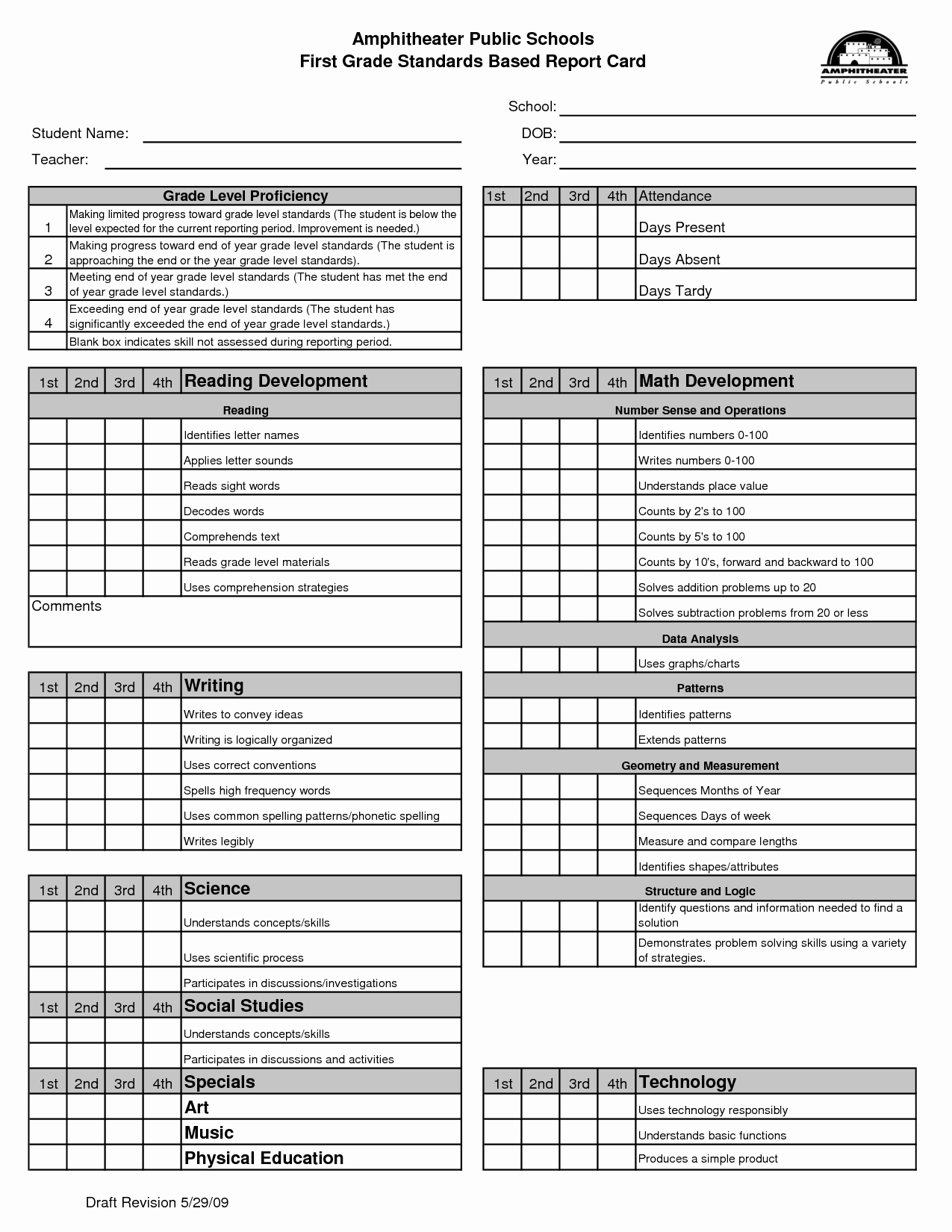 Report Card Template Excel Unique Blank Report Card Template Activities