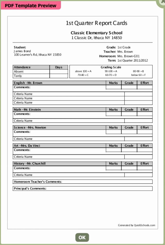 Report Card Template Word Beautiful 20 Report Card Template Free Download
