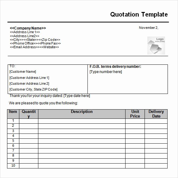 Request for Quote Template Excel Awesome Free 52 Quotation Templates In Google Docs