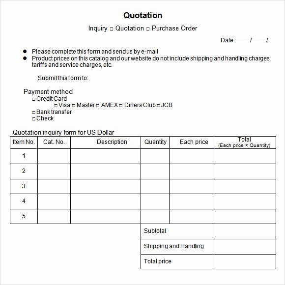 Request for Quote Template Excel Fresh Free 52 Quotation Templates In Google Docs
