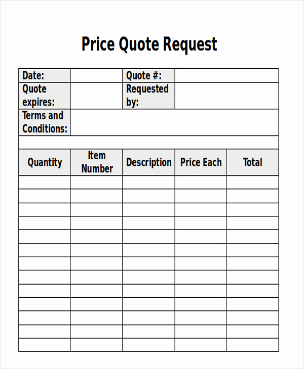 Request for Quote Template Excel Fresh Sample Quote Request forms 12 Examples In Word Pdf