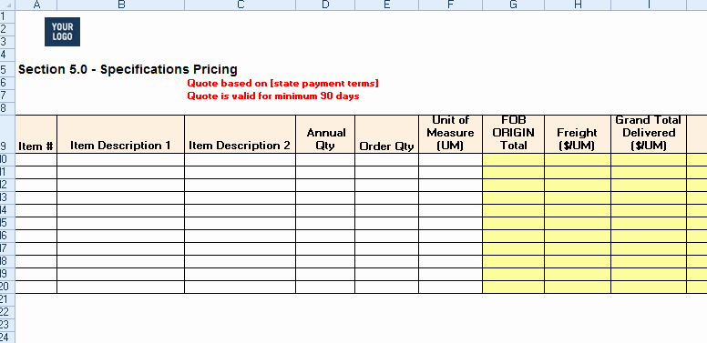 Request for Quote Template Excel New Request for Quotation Template Rfq