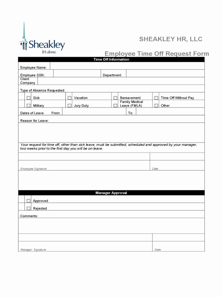 Request Time Off Template Fresh Time F Request form 5 Free Templates In Pdf Word