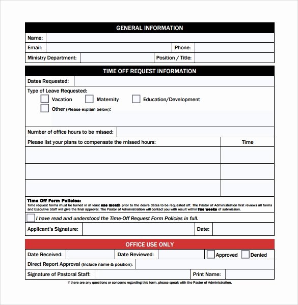 Request Time Off Template Unique Sample Time F Request form 23 Download Free Documents