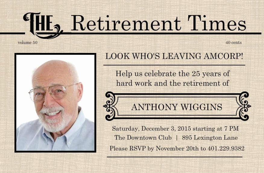 Retirement Party Flyer Template Free Awesome Free Retirement Invitations Printable