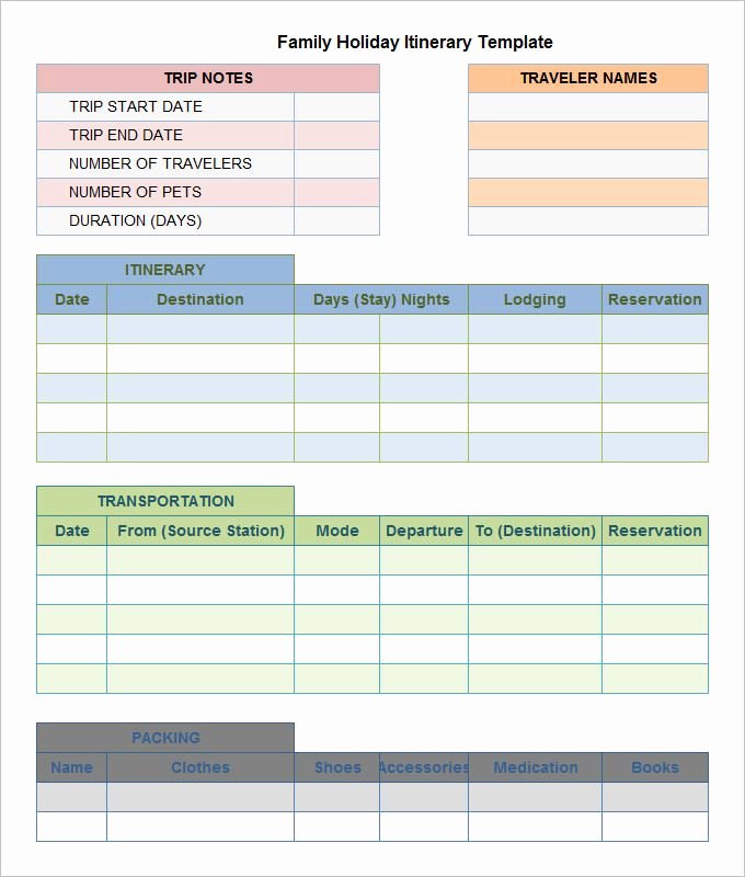 Road Trip Planner Template Beautiful Microsoft Excel Itinerary Template