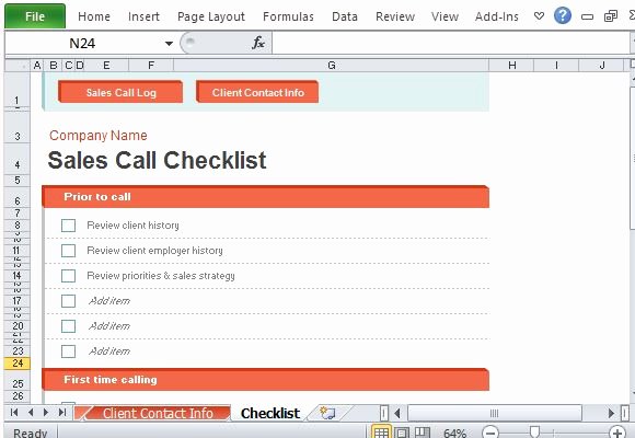 Sales Call Log Template Beautiful Sales Call Log organizer for Excel
