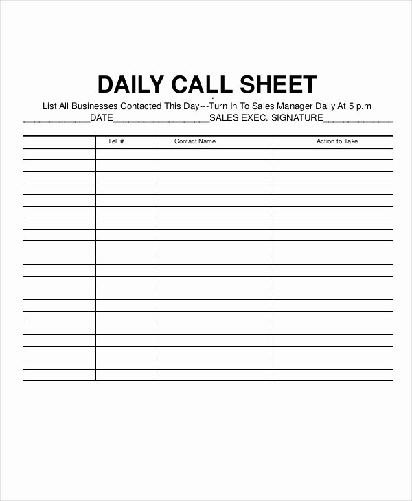 Sales Call Log Template Lovely Call Log Template