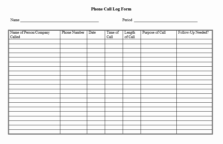 Sales Call Log Template Lovely Sales Call List Templates 5 Free Templates