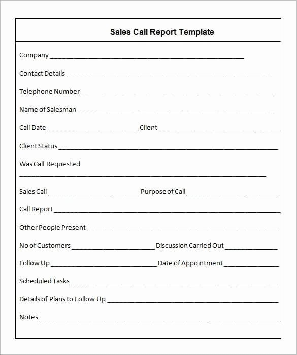 Sales Call Reporting Template Fresh Sales Call Report Template 9 Templates
