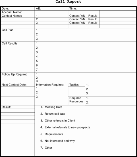 Sales Call Reporting Template Fresh Sales Call Report Template Templates&amp;forms