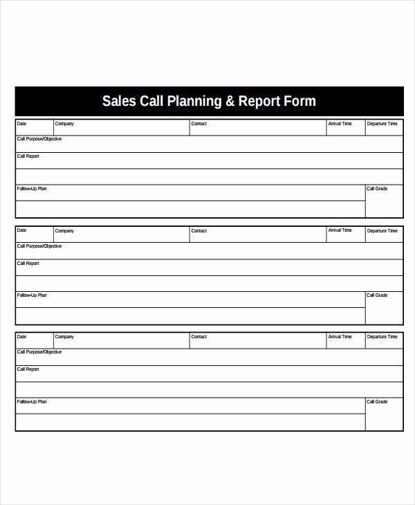 Sales Calls Report Template Inspirational Free 15 Sales Report form Templates