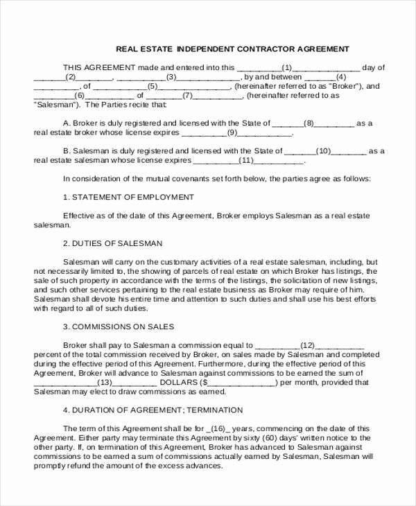 Sales Commission Agreement Template Elegant Independent Contractor Sales Mission Agreement