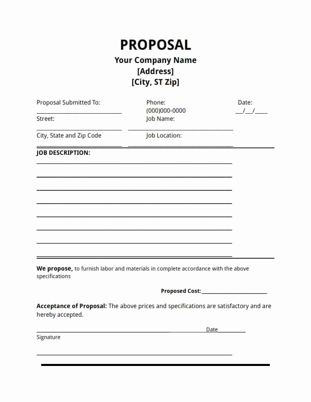 Sample Job Proposal Template Fresh Proposal Template Free Download Create Edit Fill and Print