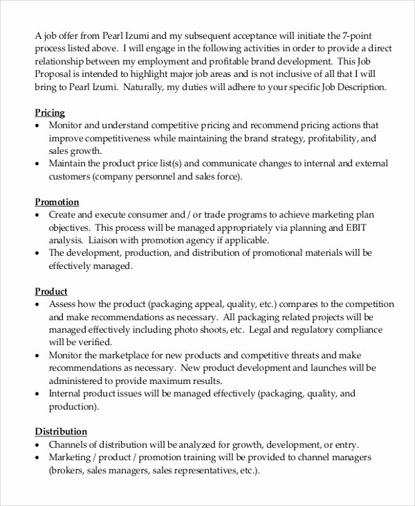 Sample Job Proposal Template New Sample Job Proposal 5 Examples In Word Pdf