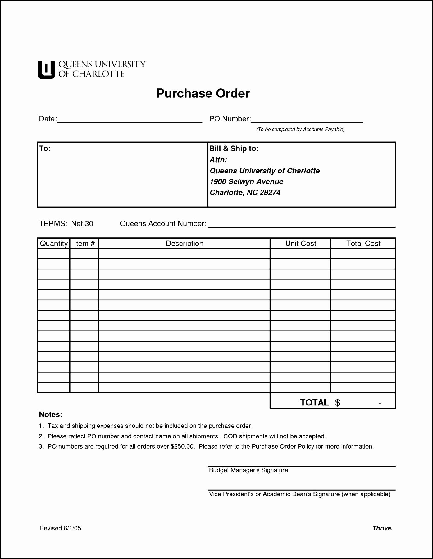 Sample order form Templates New Blank Purchase order form Template