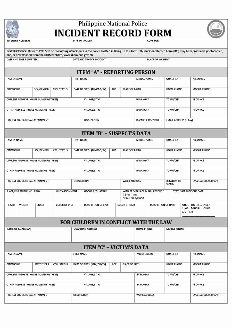 Sample Police Report Template Best Of 20 Police Report Template &amp; Examples [fake Real]