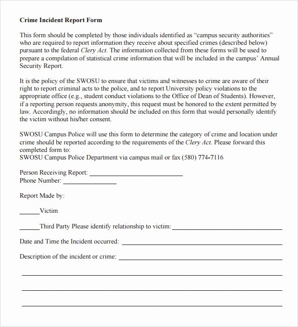 Sample Police Report Template Best Of Free 7 Sample Police Reports In Word