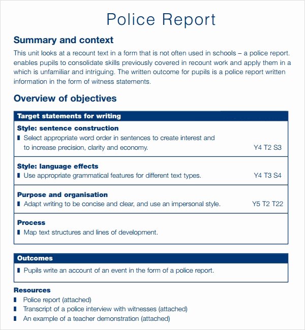 Sample Police Report Template Best Of Sample Police Report 5 Documents In Pdf