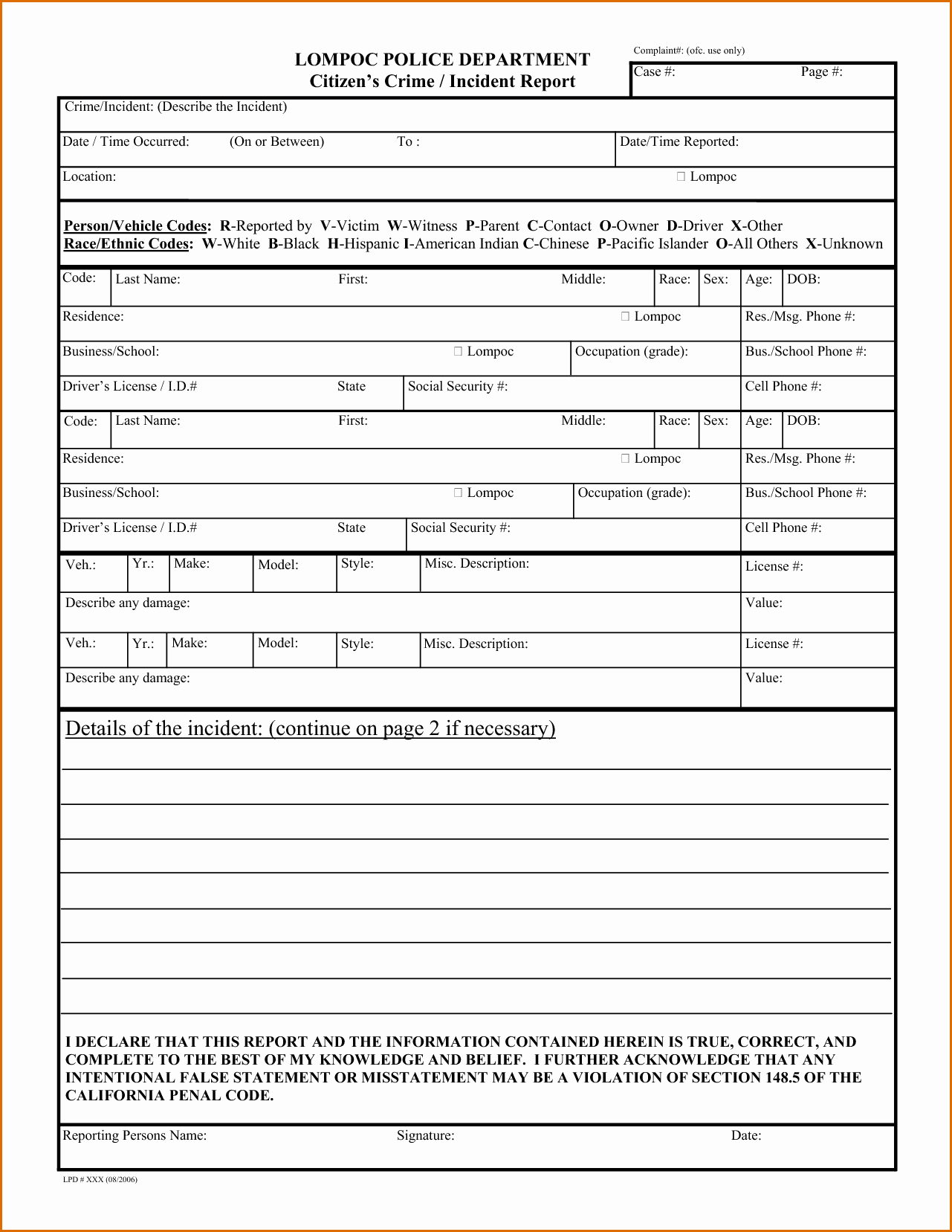 Sample Police Report Template Inspirational 4 Police Report Template
