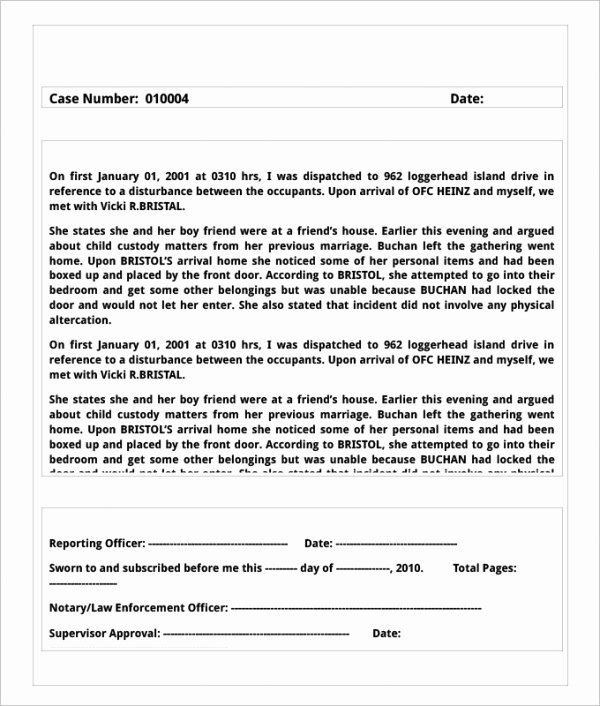 Sample Police Report Template New 19 Sample Police Report Templates Pdf Doc