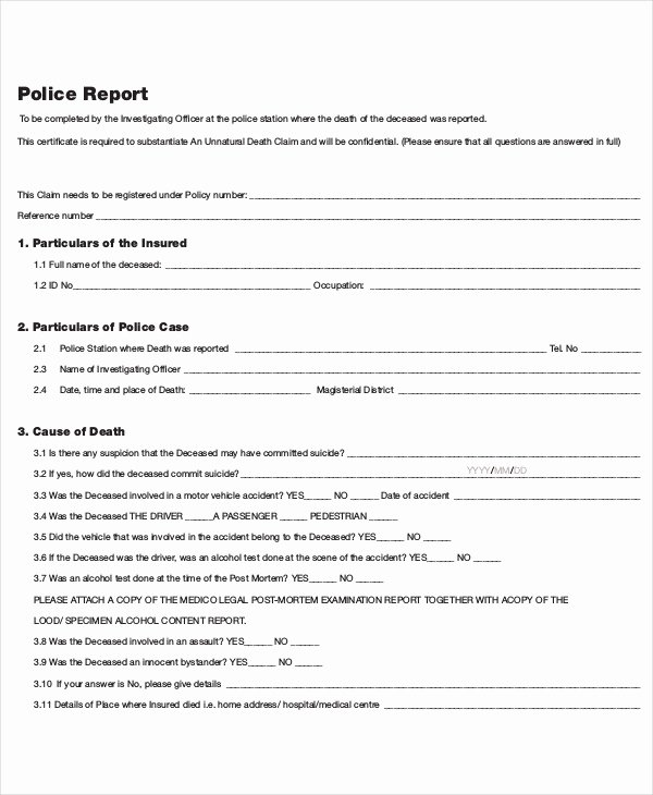 Sample Police Report Template New 9 Police Report Templates Free Sample Example format
